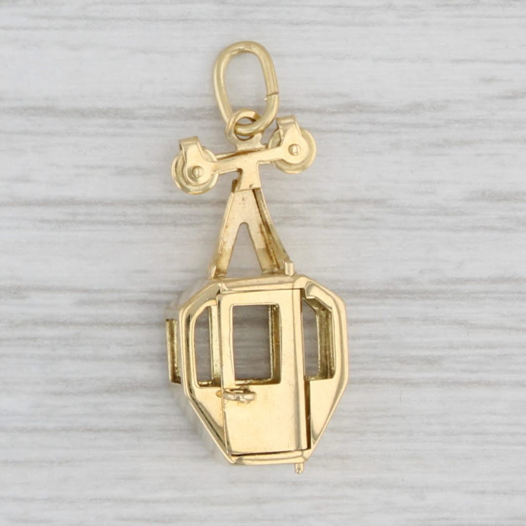 Light Gray Vintage Gondola Charm 18k Yellow Gold Opens 3D Souvenir Pendant