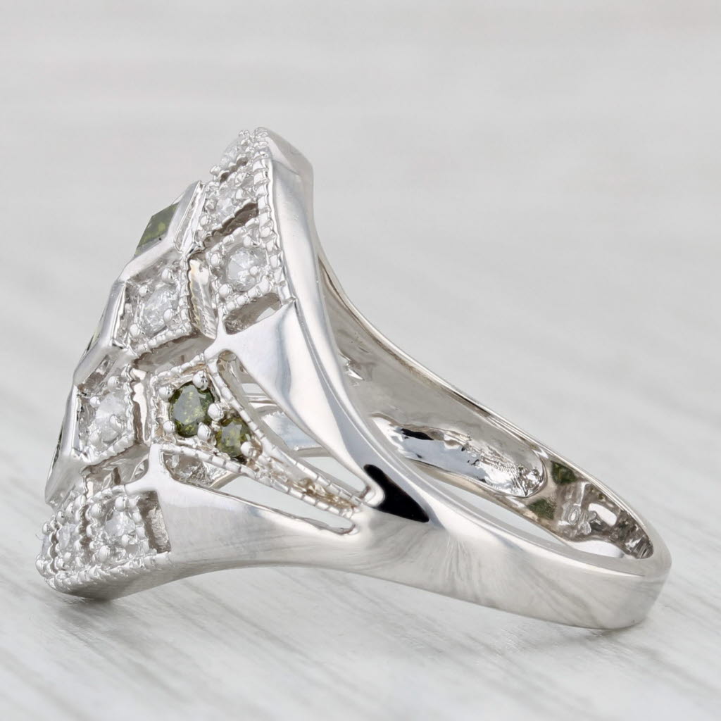 Light Gray 0.57ctw Green White Diamond Ring 10k White Gold Size 7 Cocktail