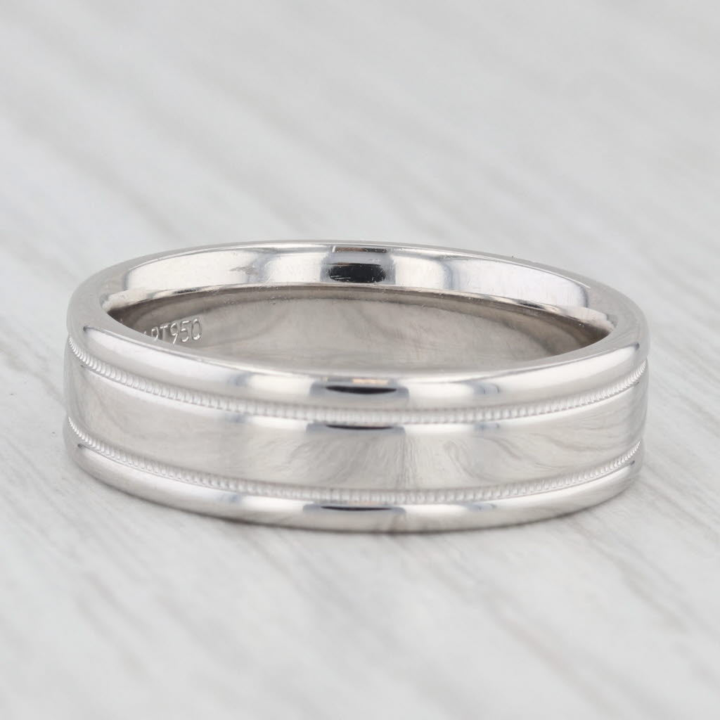 Light Gray Scott Kay Men's Wedding Band 950 Platinum Ring Reeded Edge