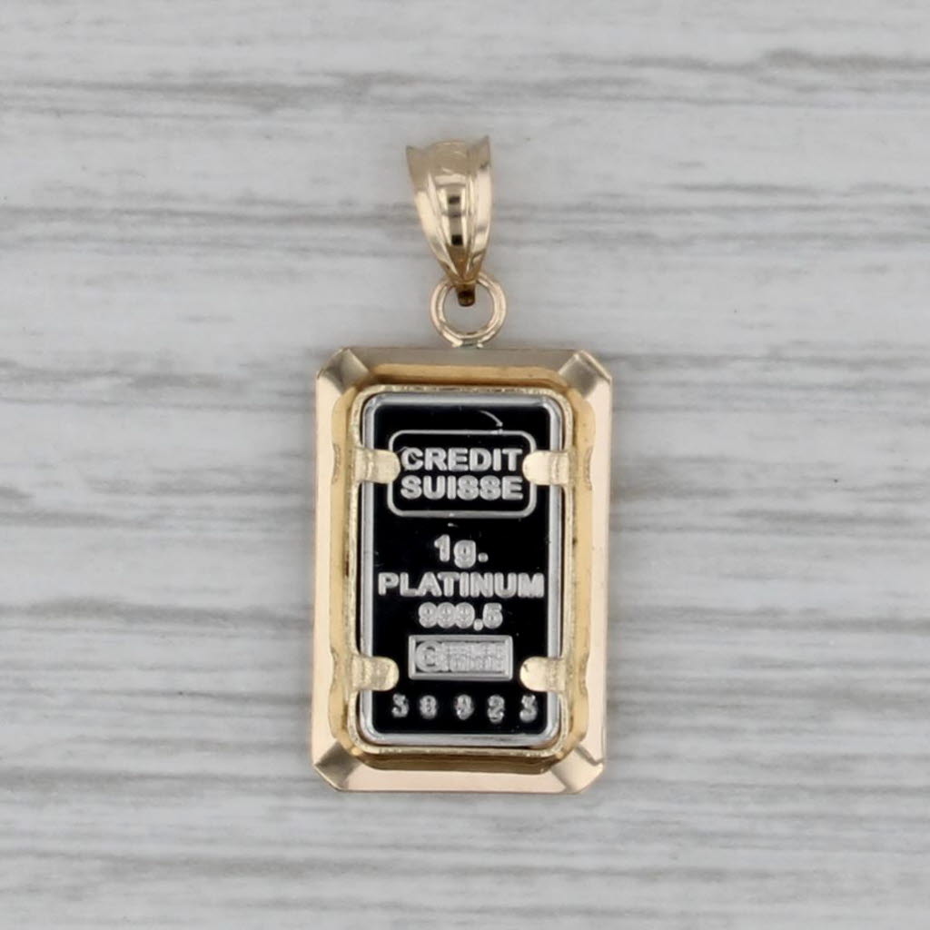 1985 Liberty Mini Gram Pendant 14k Gold 999.5 Platinum Credit Suisse 1g