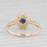 0.43ctw Oval Blue Sapphire Diamond Halo Ring 14k Yellow Gold Size 4.5 Engagement