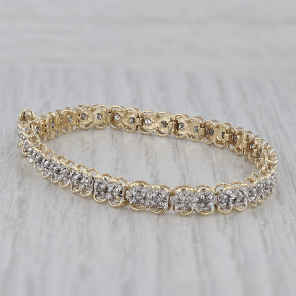 Gray 1.50ctw Diamond Tennis Bracelet 10k Yellow Gold 7.25" 5mm