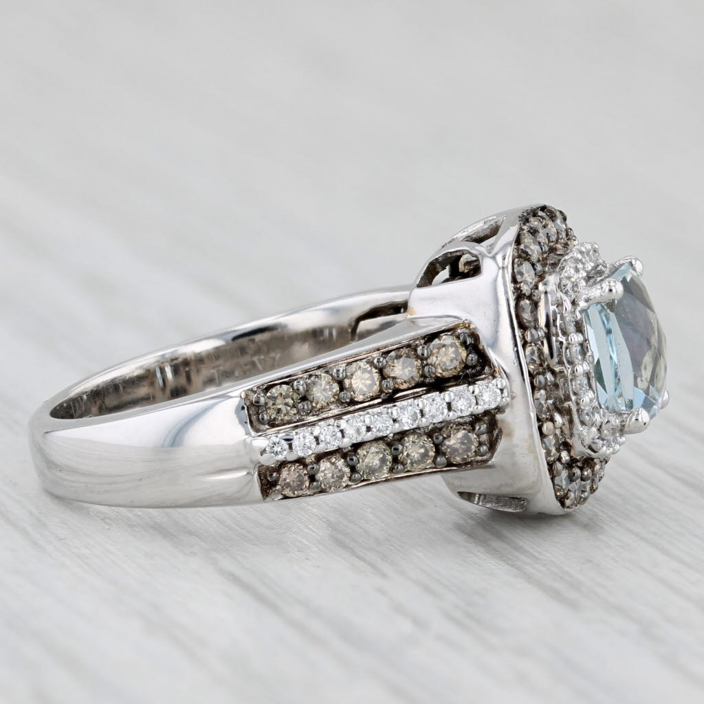 Light Gray Le Vian 1.84ctw Aquamarine Diamond Halo Ring 14k White Gold Size 6.75