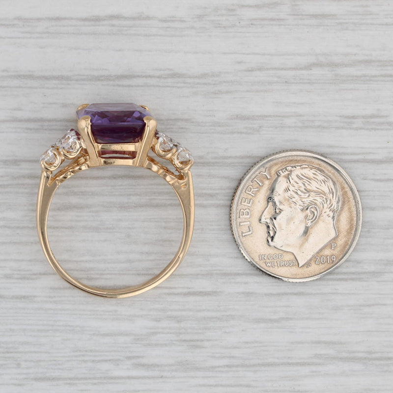 8.95ctw Lab Created Purple Color Change Sapphire Diamond Ring 14k Yellow Gold