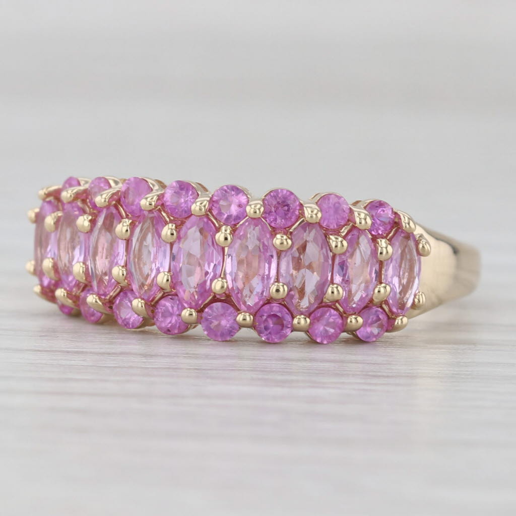 2.20ctw Pink Sapphire Cluster Ring 14k Yellow Gold Size 9