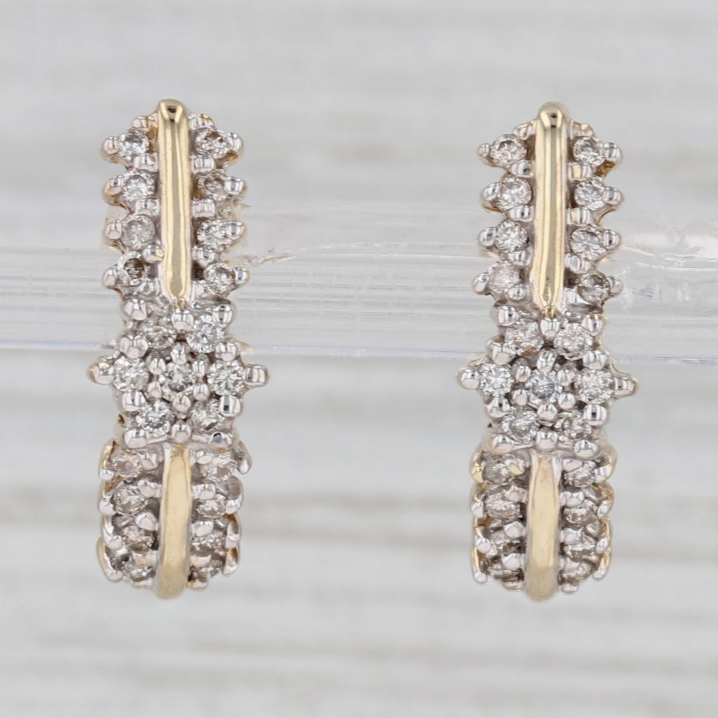 Gray 0.50cw Diamond Journey Earrings 10k Yellow Gold Drops