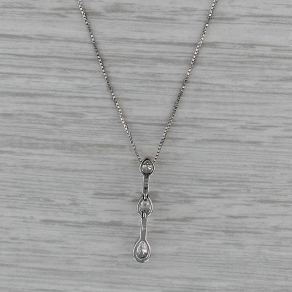 0.21ctw Diamond 3-Stone Journey Pendant Necklace 14k White Gold 19" Box Chain