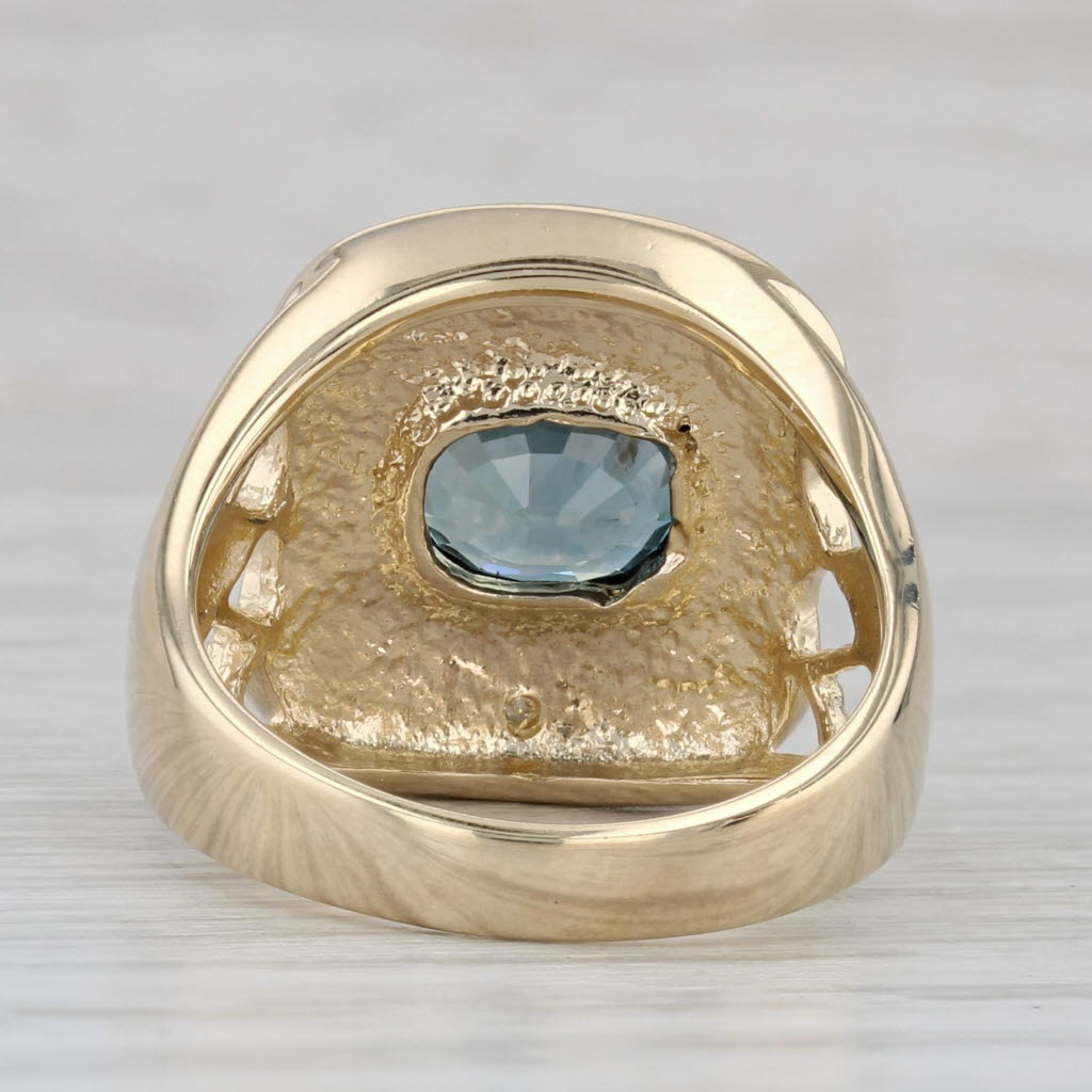 Gray 1.80ct Oval Blue Sapphire Diamond Ring 14k Yellow Gold Size 7 Ornate