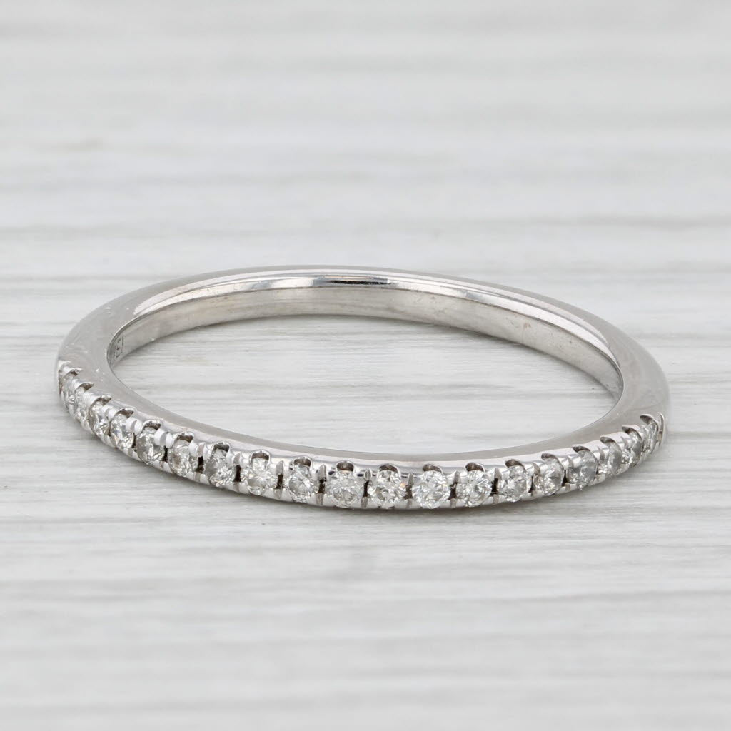 Light Gray 0.10ctw Diamond Wedding Band 10k White Gold Size 7 Stackable Ring