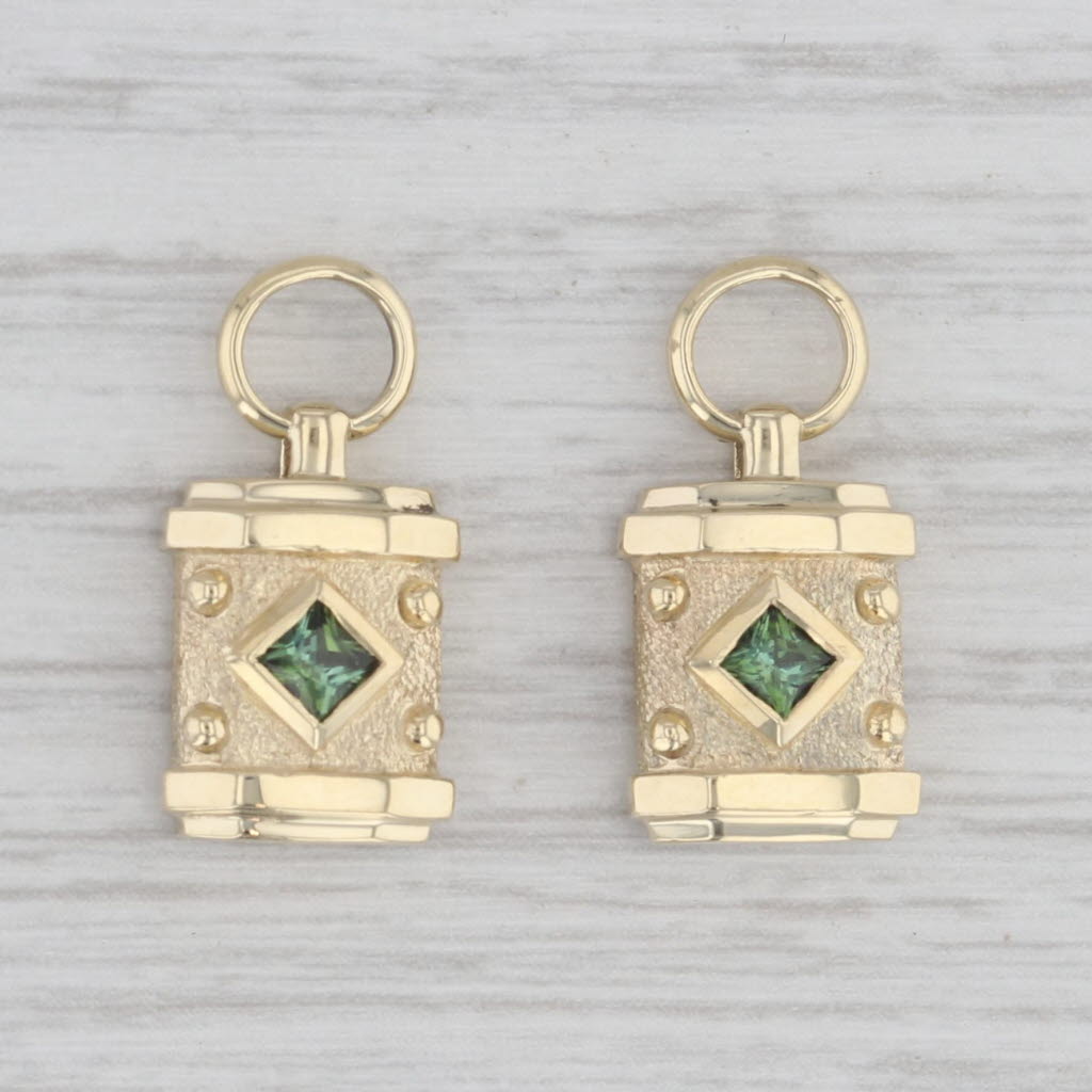 Gray 0.50ctw Green Tourmaline Earring Charms Enhancers 14k Yellow Gold