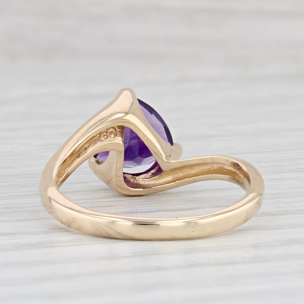 Light Gray 1.65ct Amethyst Trillion Solitaire Ring 14k Yellow Gold Size 8