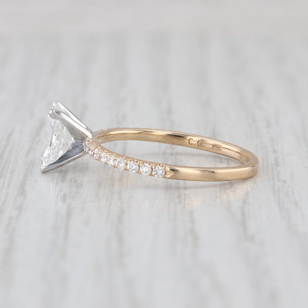 GIA 1.46ctw Radiant Diamond Engagement Ring 14k White Yellow Gold Size 8.25