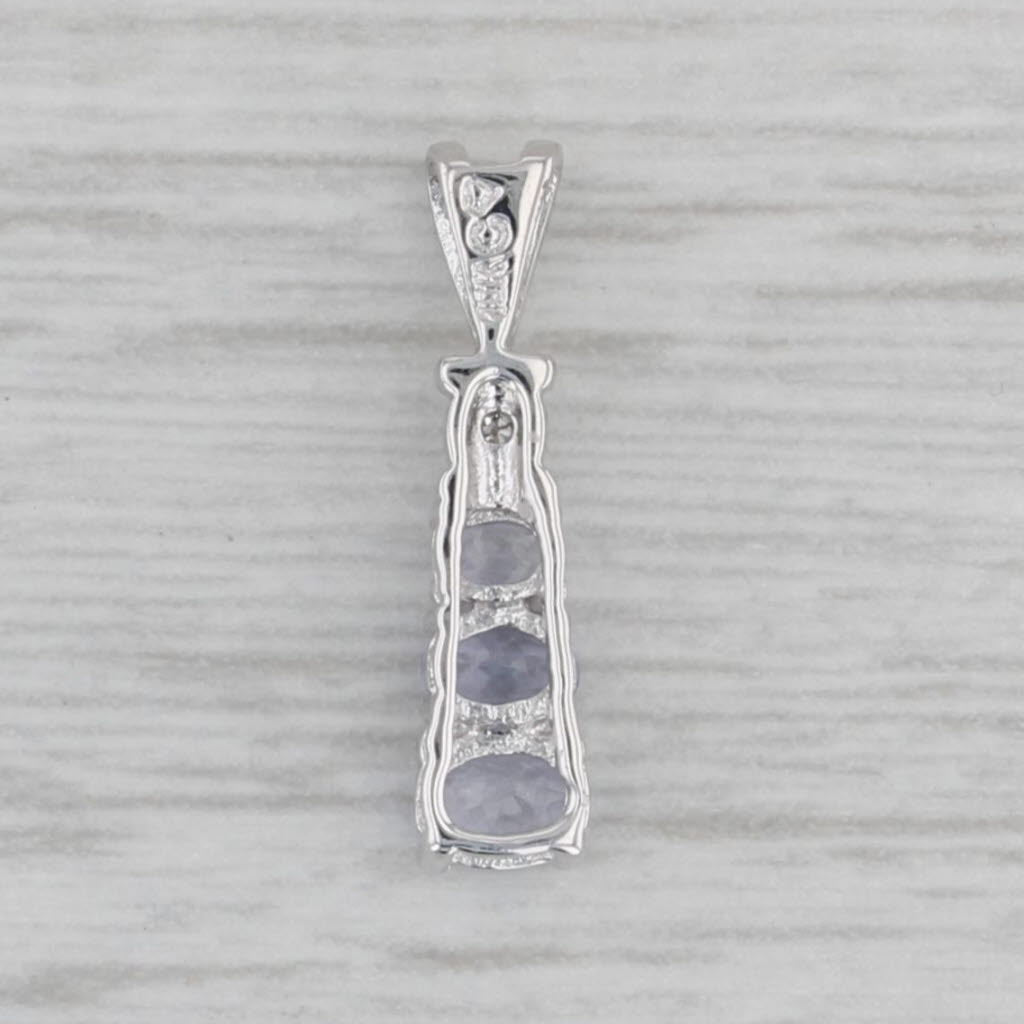 Gray 0.40ctw Tanzanite Journey 3-Stone Pendant 10k White Gold Small Drop