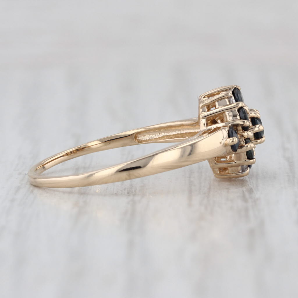 1.46ctw Blue Sapphire Diamond Flower Cluster Ring 14k Yellow Gold Size 9.25
