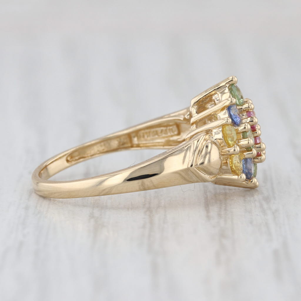 1.54ctw Multicolor Sapphire Cluster Ring 14k Yellow Gold Size 7
