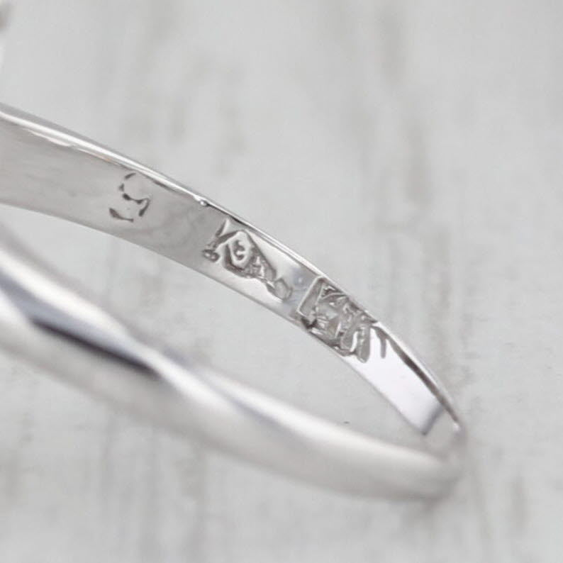 Vintage Diamond Solitaire Ring 14k White Gold Small Size 3