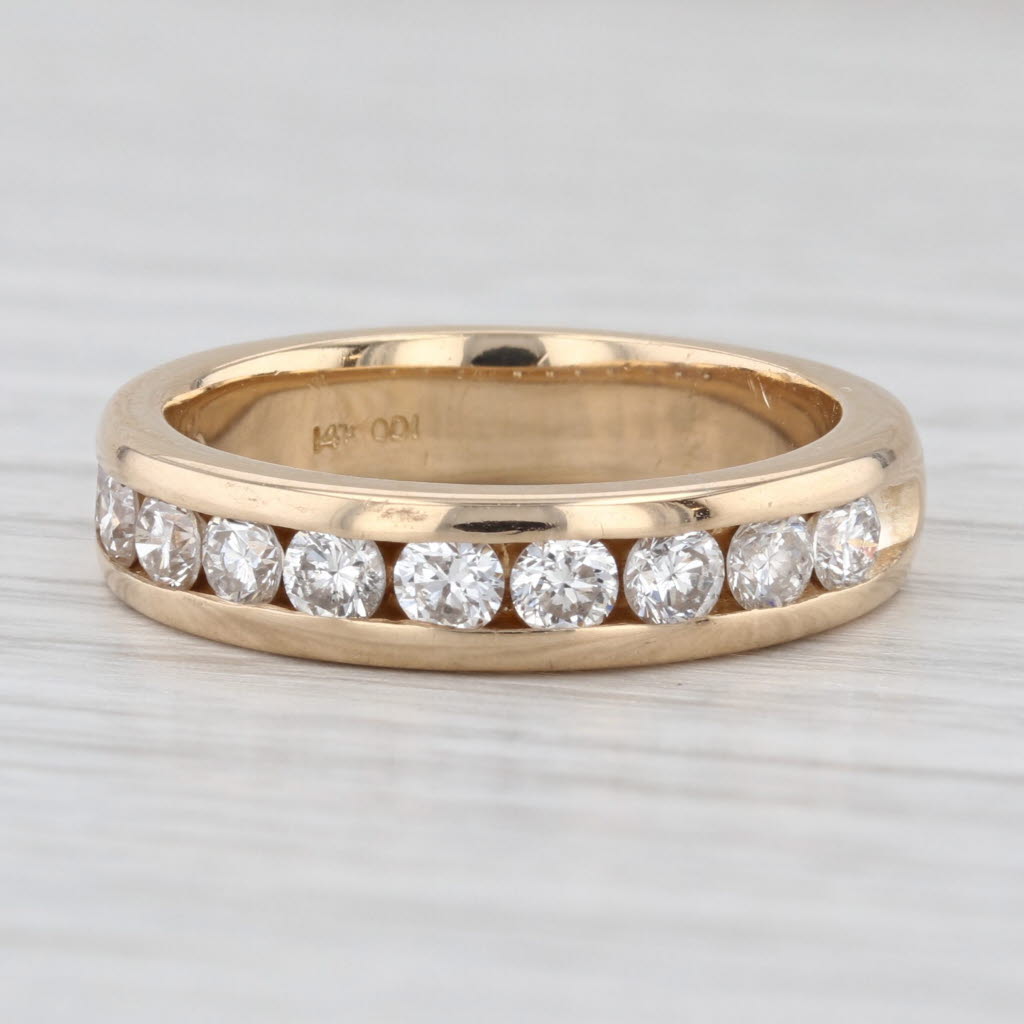 0.90ctw Channel Set Diamond Band 14k Gold Size 6.75-7 Wedding Ring Stackable