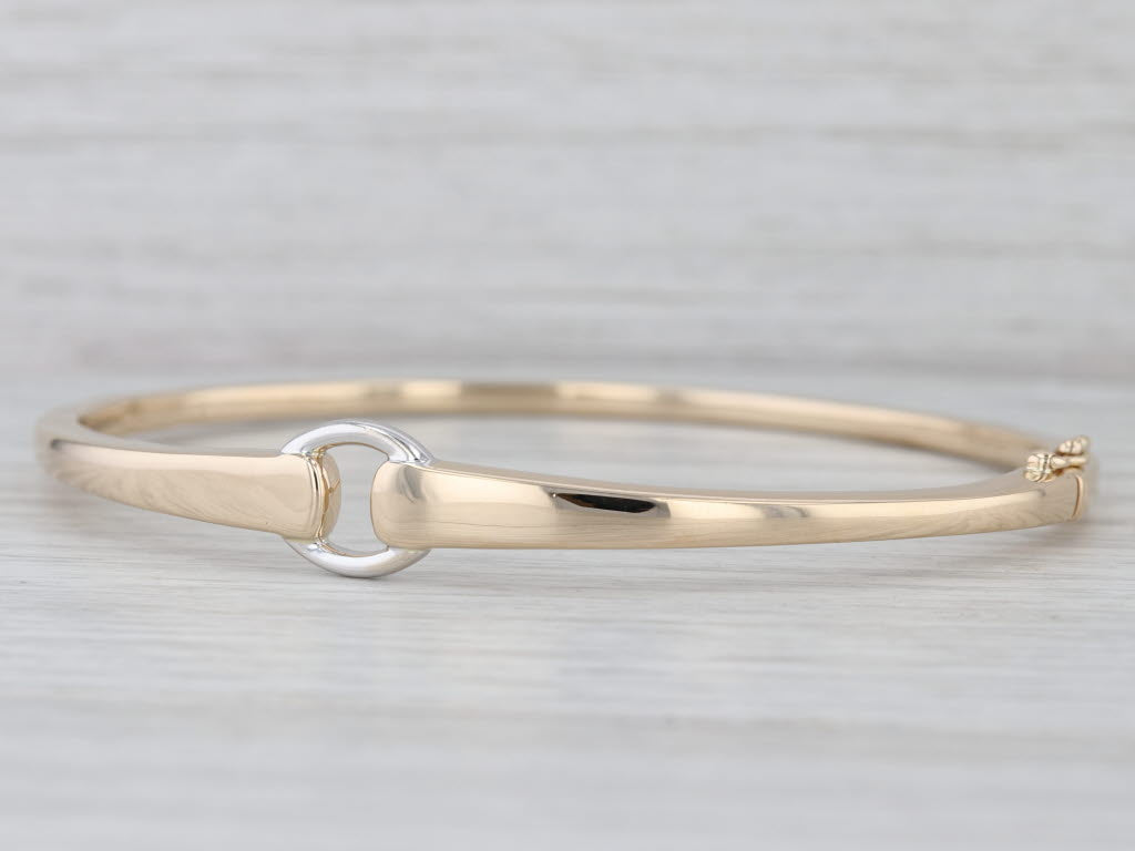 Audry Rose 2-Toned Buckle Bangle Bracelet 14k Yellow White Gold 7.5"