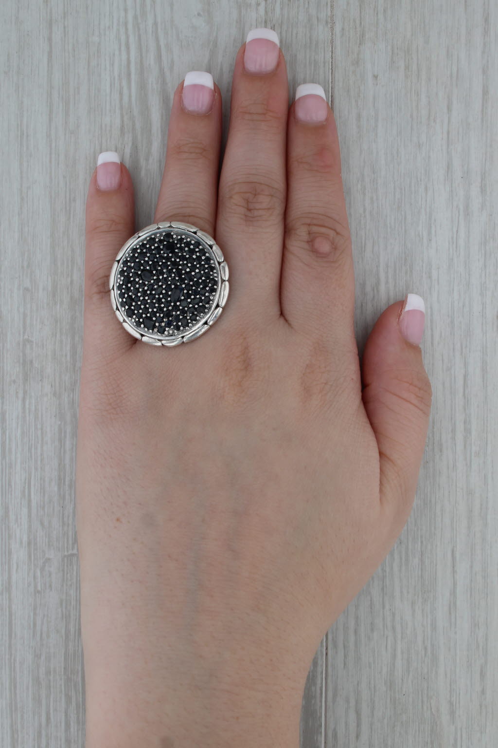 John Hardy Kali 4.70ctw Pave Blue Sapphire Cocktail Ring Sterling Silver Sz 8.5