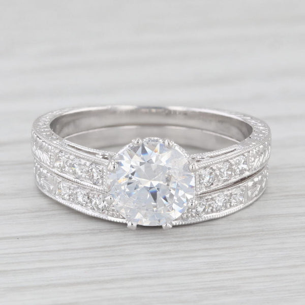 Light Gray New Semi Mount Engagement Ring Wedding Band Set Diamond 18k White Gold Size 6.5