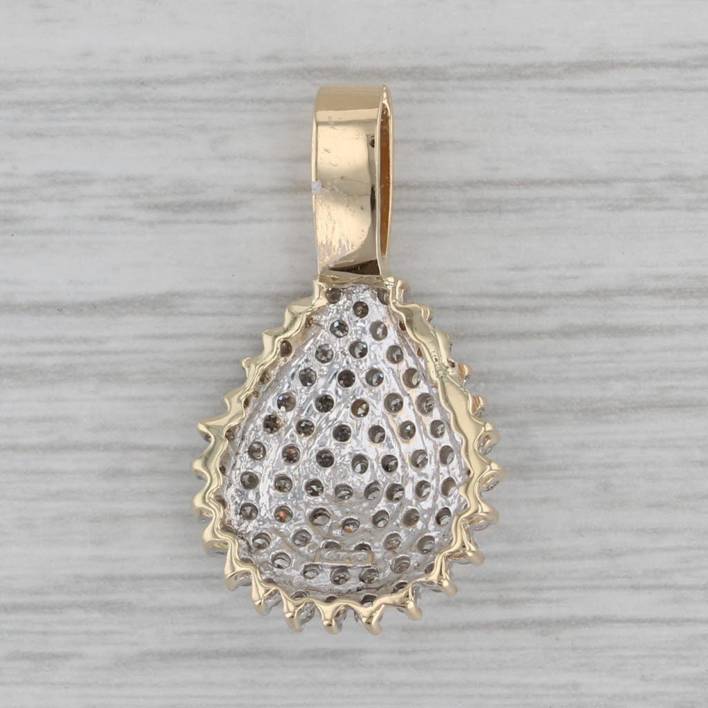 Gray 0.85ctw Diamond Cluster Teardrop Pendant 14k Yellow White Gold