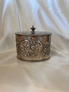 Engraved Ornate Tea Caddy Lion Unicorn Crest Sterling Silver Aldridge Green 1782