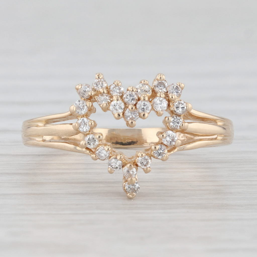 Light Gray 0.25ctw Diamond Open Heart Ring 14k Yellow Gold Size 7