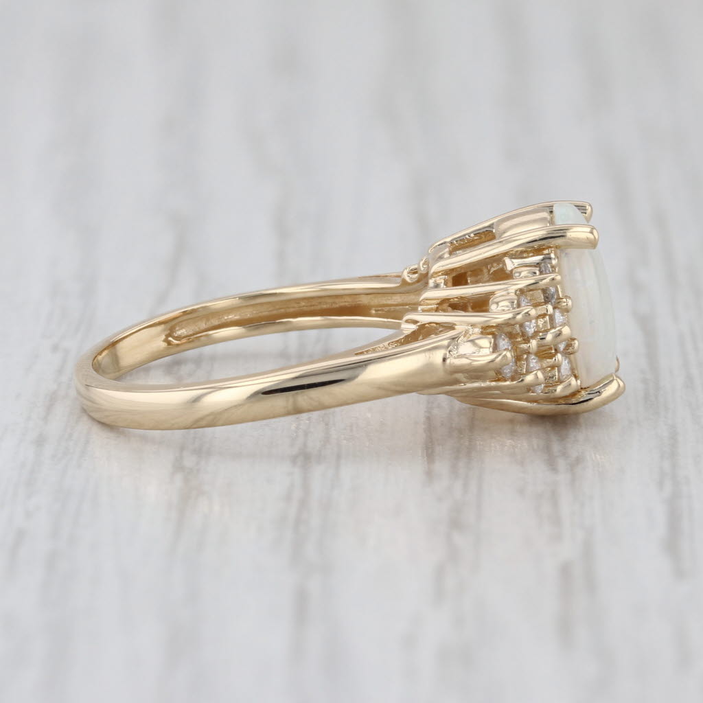 Opal 0.40ctw Diamond Clusters Ring 14k Yellow Gold Size 7 Oval Cabochon