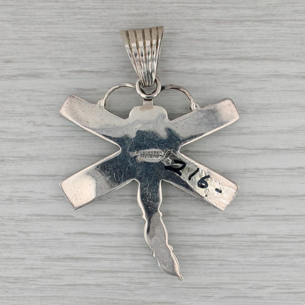 Dan Dodson Southwestern Dragonfly Pendant Sterling Silver Turquoise Statement