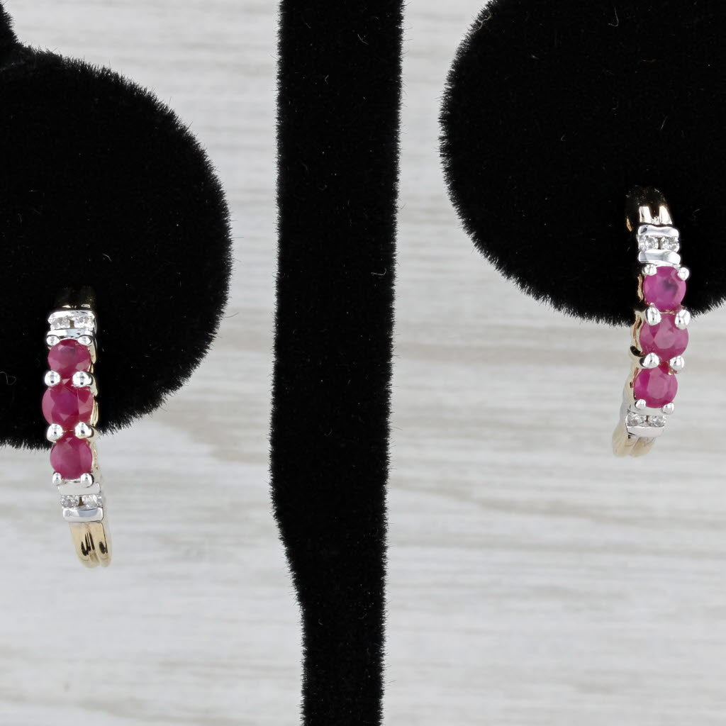 Gray 0.60ctw Ruby Journey Drop Earrings 10k Yellow Gold Diamond Accents