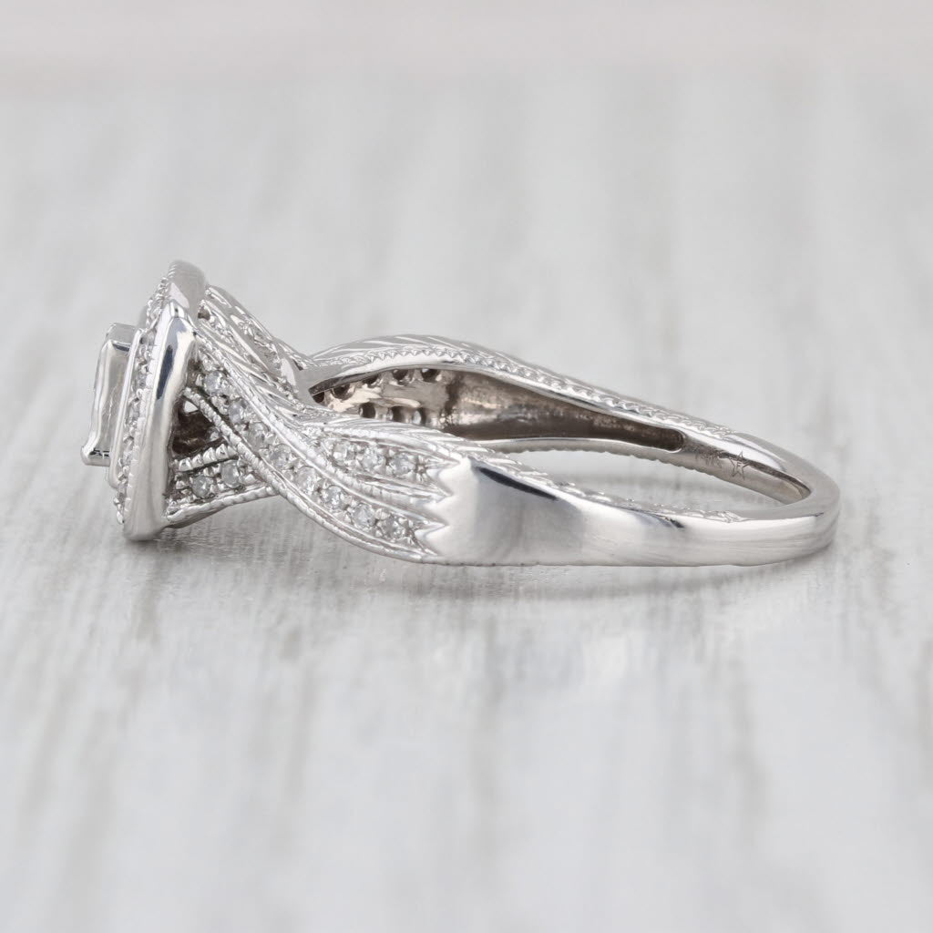 0.26ctw Princess Diamond Halo Engagement Ring 14k White Gold Size 7