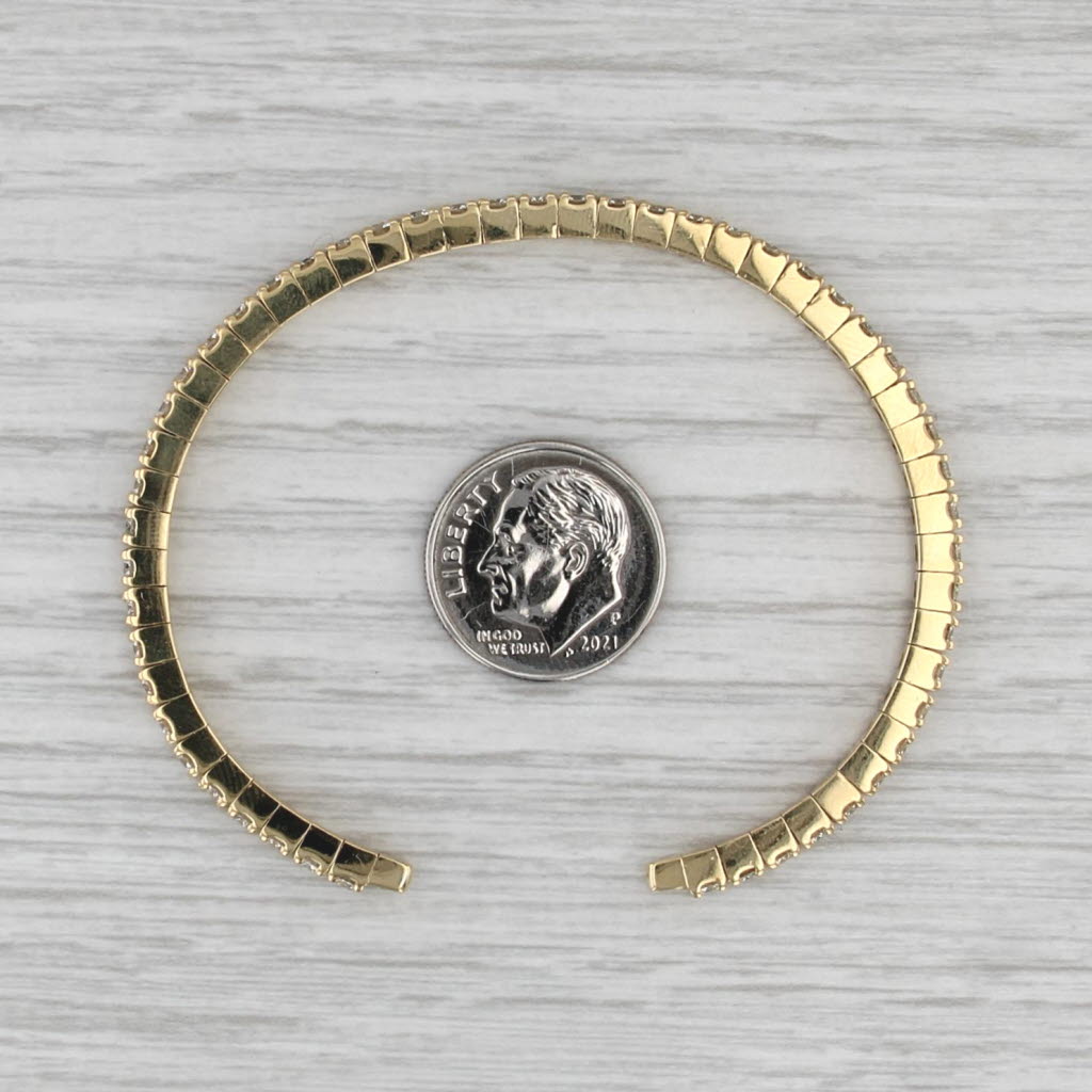 3.60ctw Diamond Cuff Bracelet 18k Yellow Gold 6.25" 3mm Flexible Band
