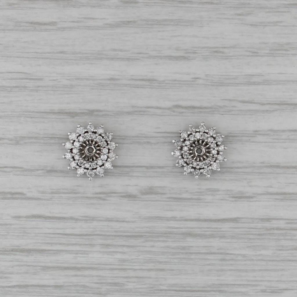 1.18ctw Diamond Earring Enhancers Jackets 14k White Gold for Studs