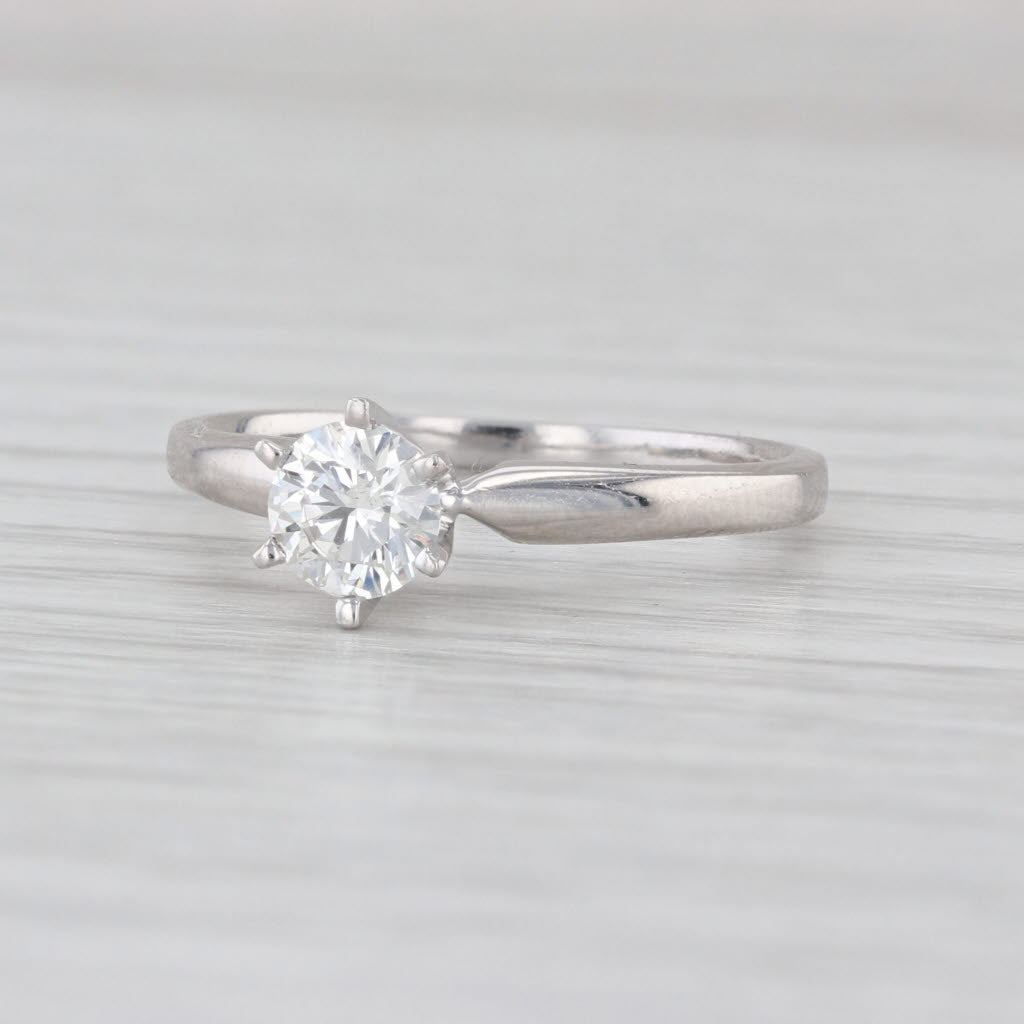 0.50ct Round Diamond Solitaire Engagement Ring 18k White Gold Platinum Size 6.5