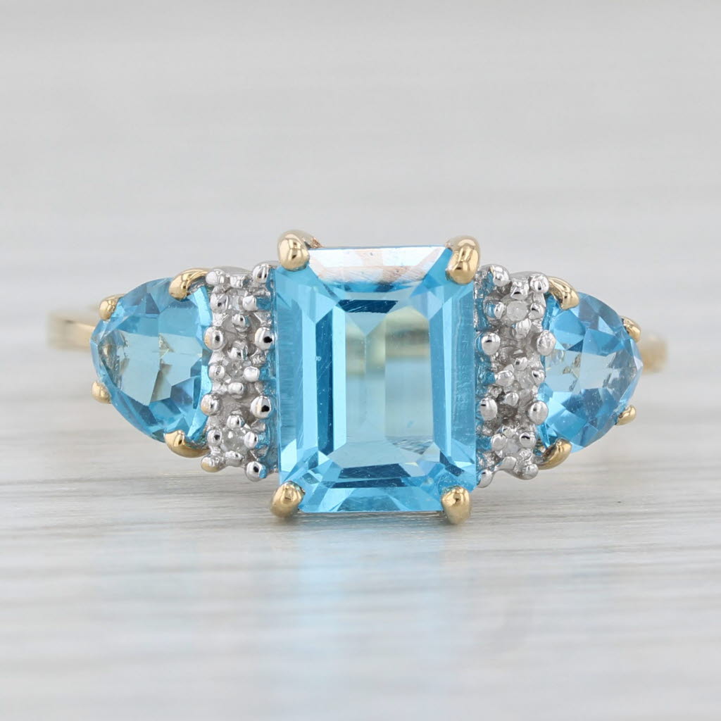 Light Gray 2.70ctw Blue Topaz Diamond Ring 10k Yellow Gold Size 7