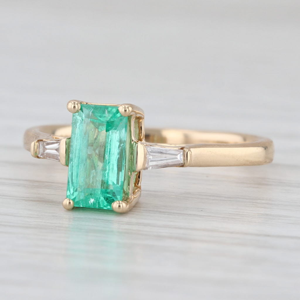 1ct Emerald Diamond Ring 14k Yellow Gold Size 7 Cathedral Band