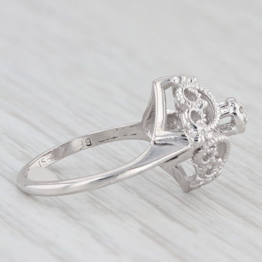 Light Gray Diamond Filigree Ring 10k White Gold Size 4.75 Solitaire Engagement Style