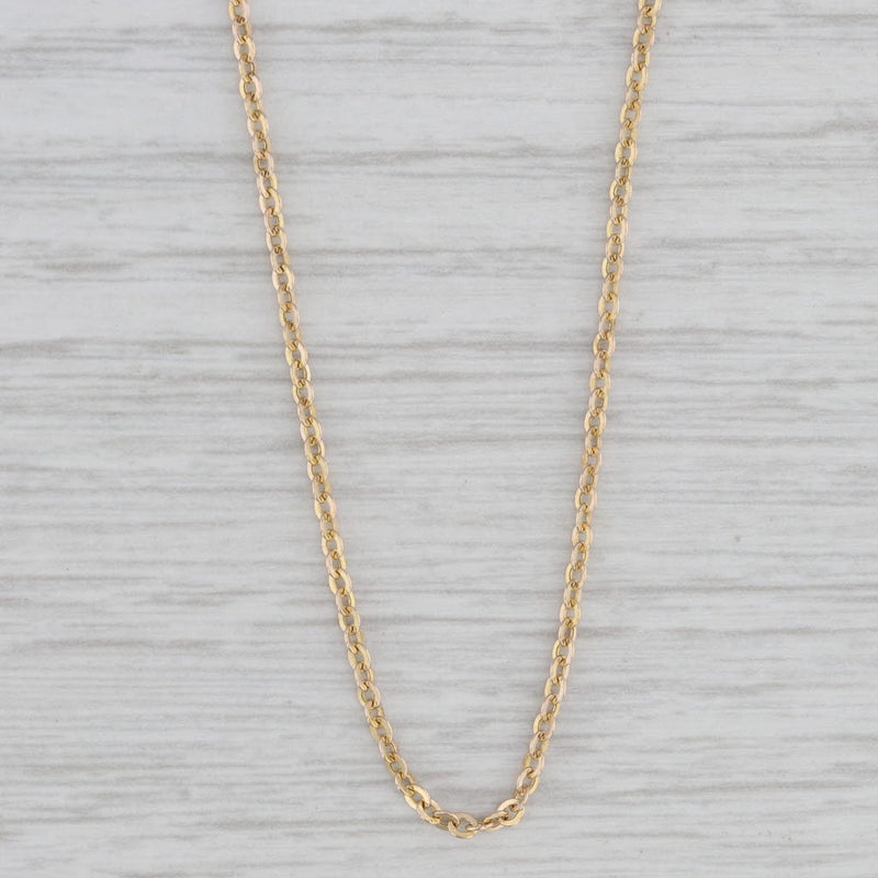 Gray Long Cable Chain Necklace 14k Yellow Gold 32" 1mm
