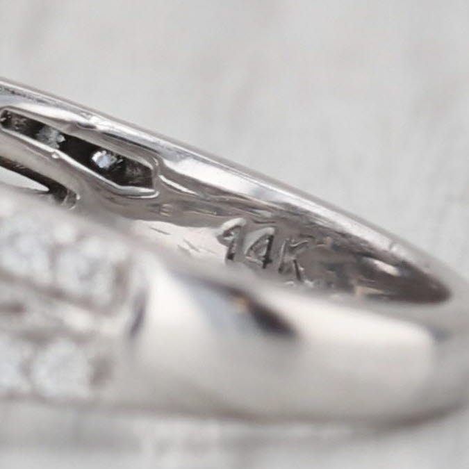 0.90ctw Princess Diamond Halo Engagement Ring 14k White Gold Size 5.25