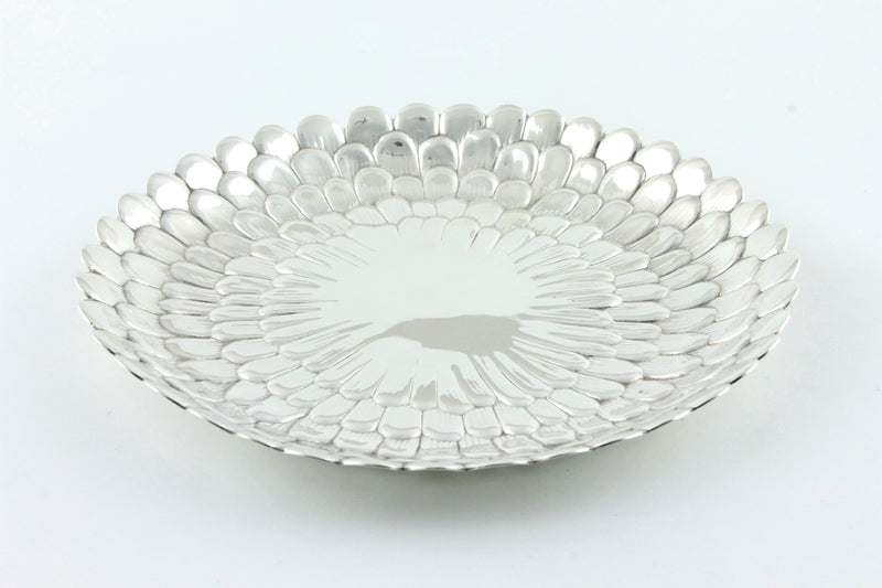 Vintage Tiffany & Co Sterling Silver Round 7" Tray Floral Feather Motif #25208