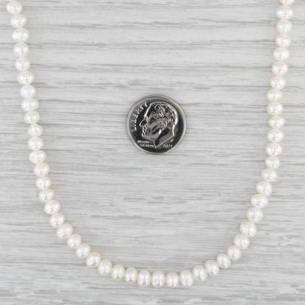 Feshwater Cultured Pearl Single Strand Necklace 14k Yellow Gold Clasp 18.25"