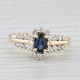 0.72ctw Oval Blue Sapphire Diamond Ring 14k Yellow Gold Size 7 Engagement