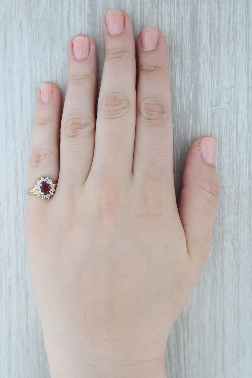 Gray 1.16ctw Ruby Diamond Halo Ring 14k Yellow Gold Size 7