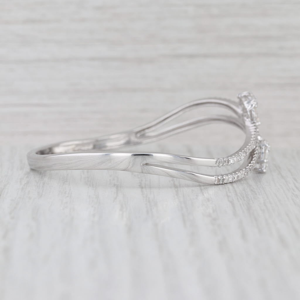 2.15ctw Diamond Teardrop Bypass Bracelet 18k White Gold 6.75" Hinged