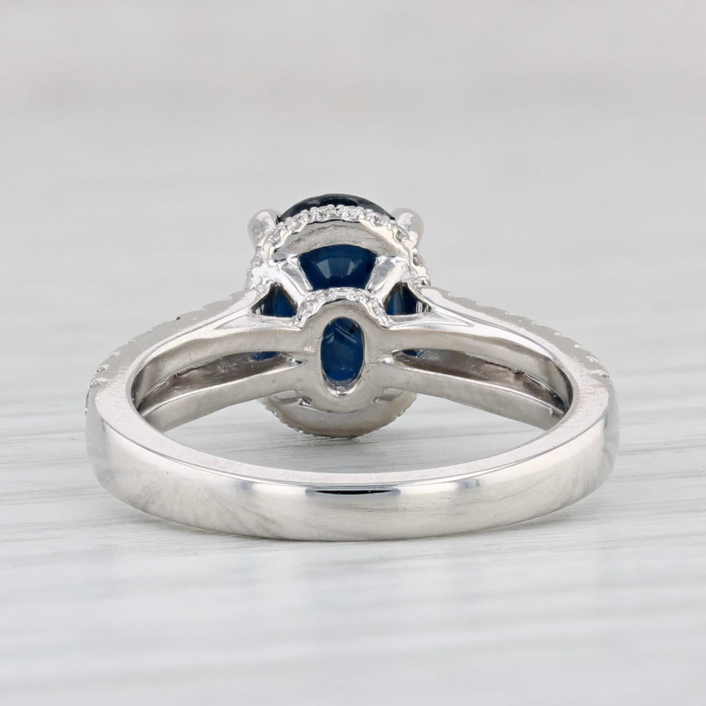 Light Gray 2.39ctw Oval Blue Sapphire Diamond Ring 18k White Gold Size 6 Engagement