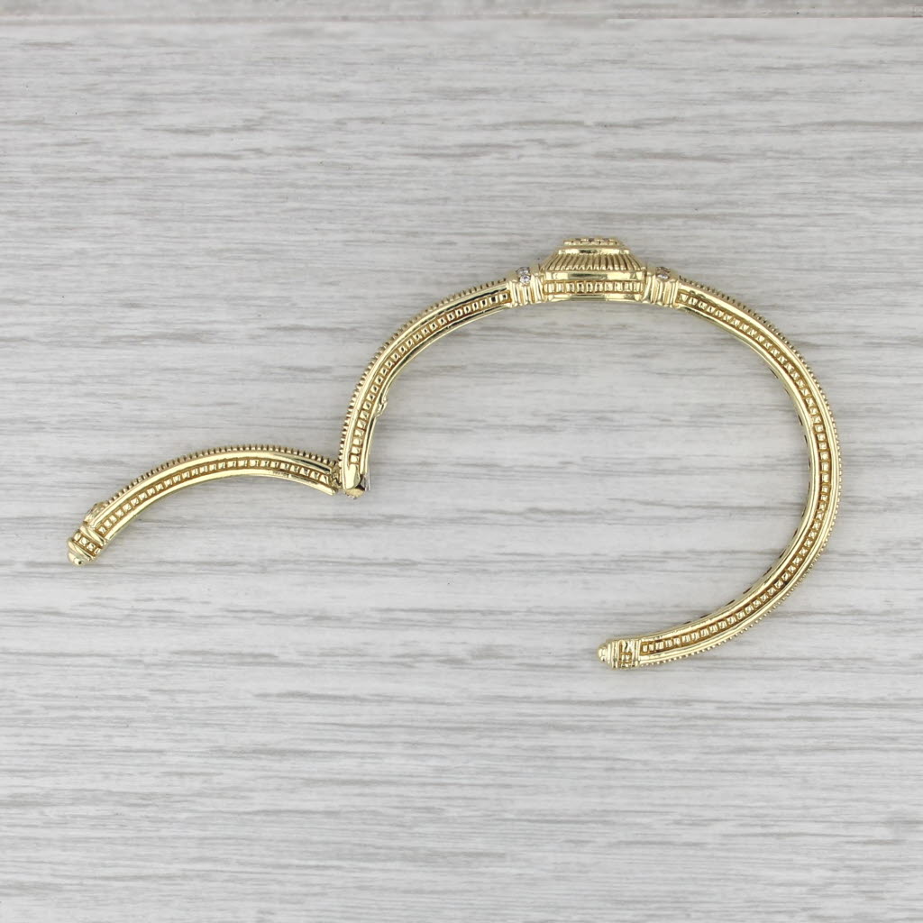 Judith Ripka 0.25ctw Pave Diamond Cuff Bracelet 18k Yellow Gold 6" Hinged