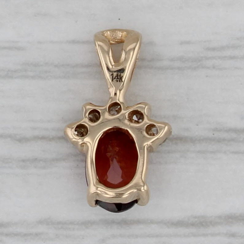 Gray 0.53ctw Garnet Diamond Small Drop Pendant 14k Yellow Gold