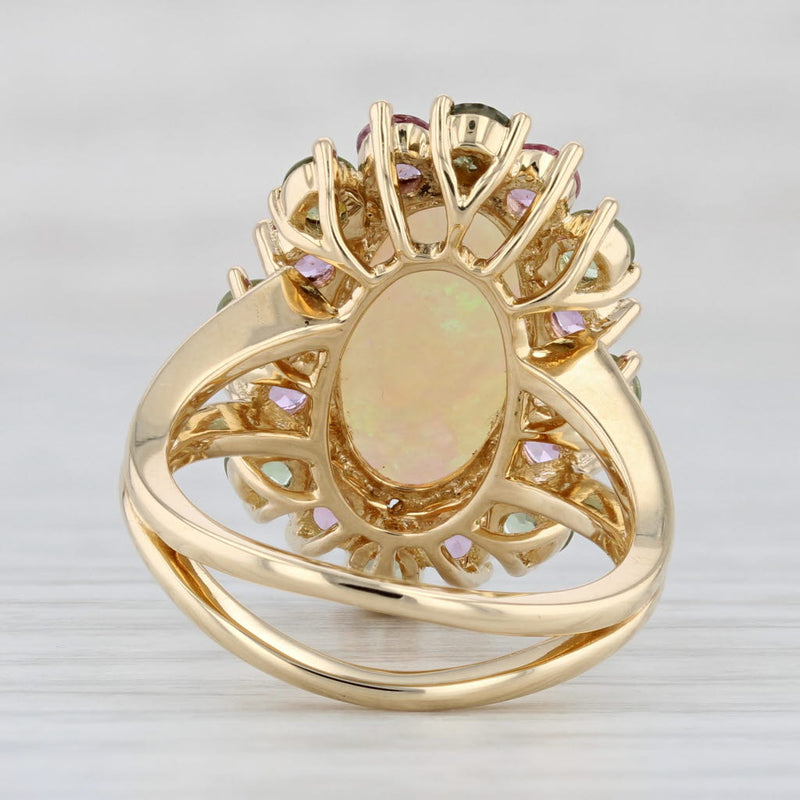 Light Gray Karin Tremonti Opal Sapphire Halo Ring 18k Yellow Gold Size 7 Cocktail