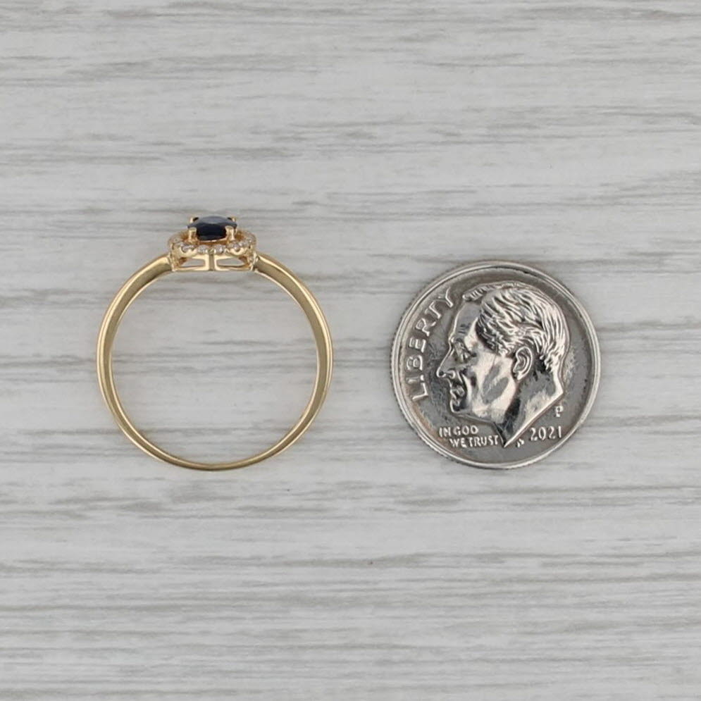 0.59ctw Oval Blue Sapphire Diamond Halo Ring 18k Yellow Gold Size 7 Engagement