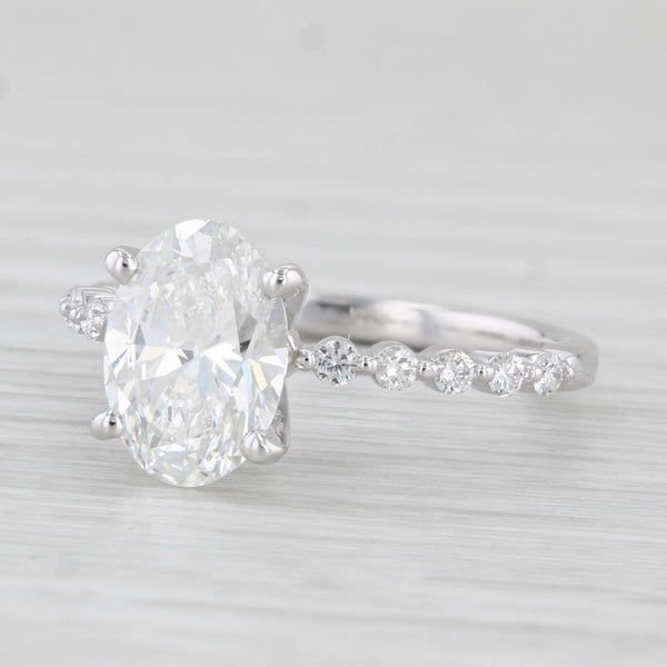 2ctw VVS2 Oval Lab Created Diamond Engagement Ring 14k White Gold Size 7.75 IGI